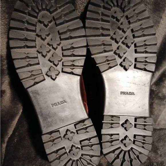 Prada Women's Burgundy Velvet Lace-Up Boots - Picture 5 of 6